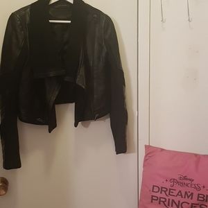 ZARA leather and padded bomber black jacket